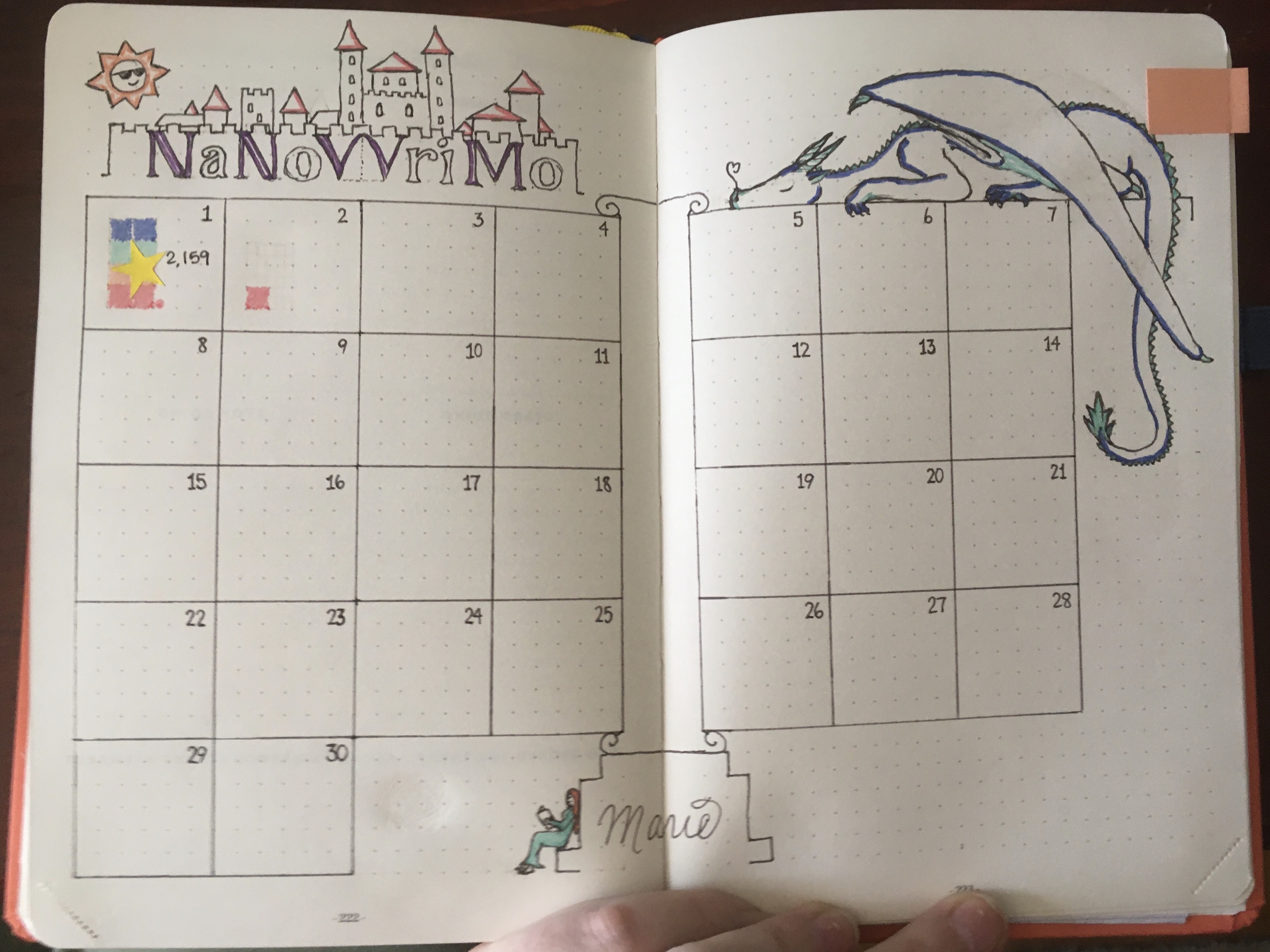 a decorated word count calendar